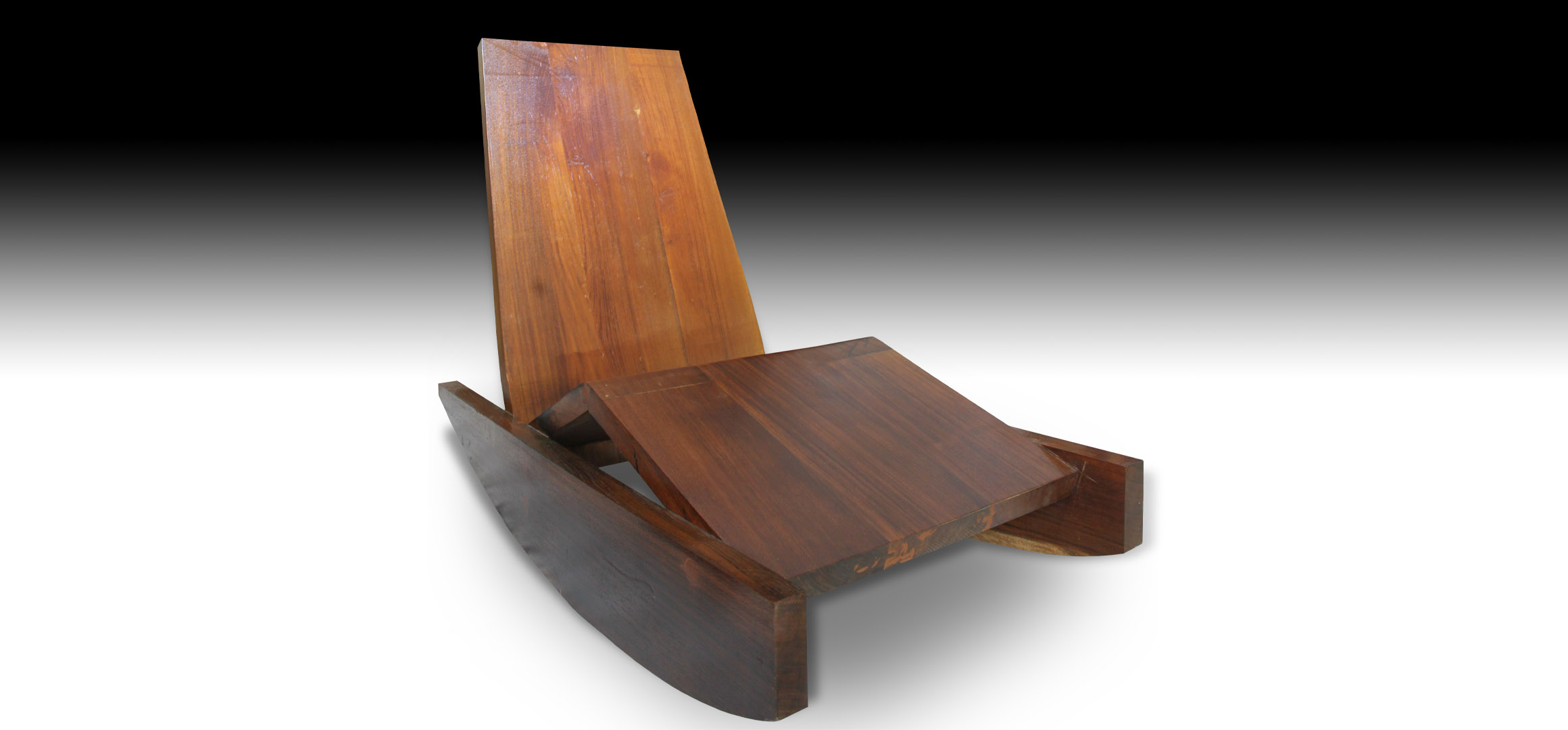 Close up view Rian reclining Suar wood sofa bench