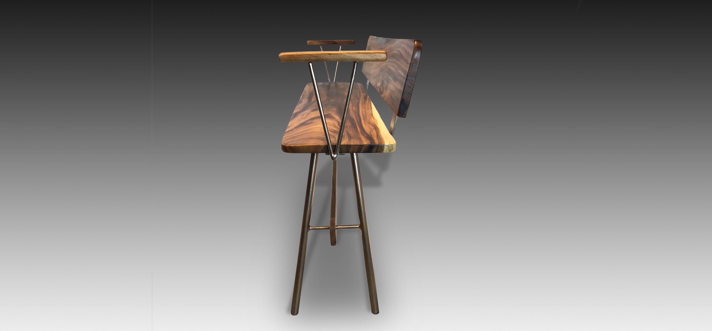 Vernon Rose Gold Suar Wood bench side view