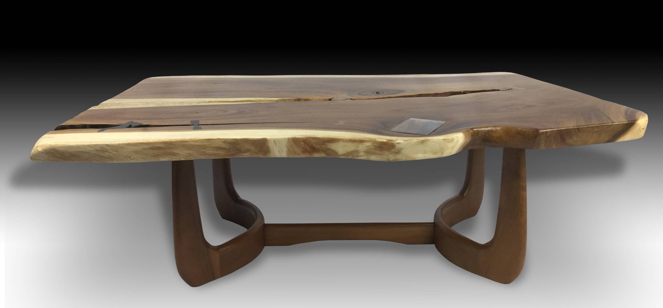 Canyon Live Edge Suarwood Coffee Table with Teak wood base