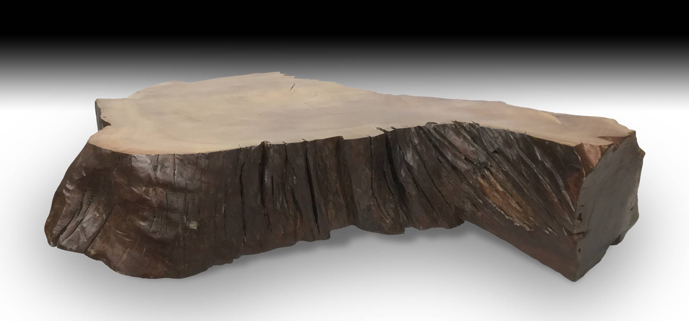 Cliff live edge Mahogany wood coffee table side view 2