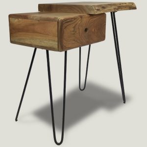 Gandan wooden side table with metal legs