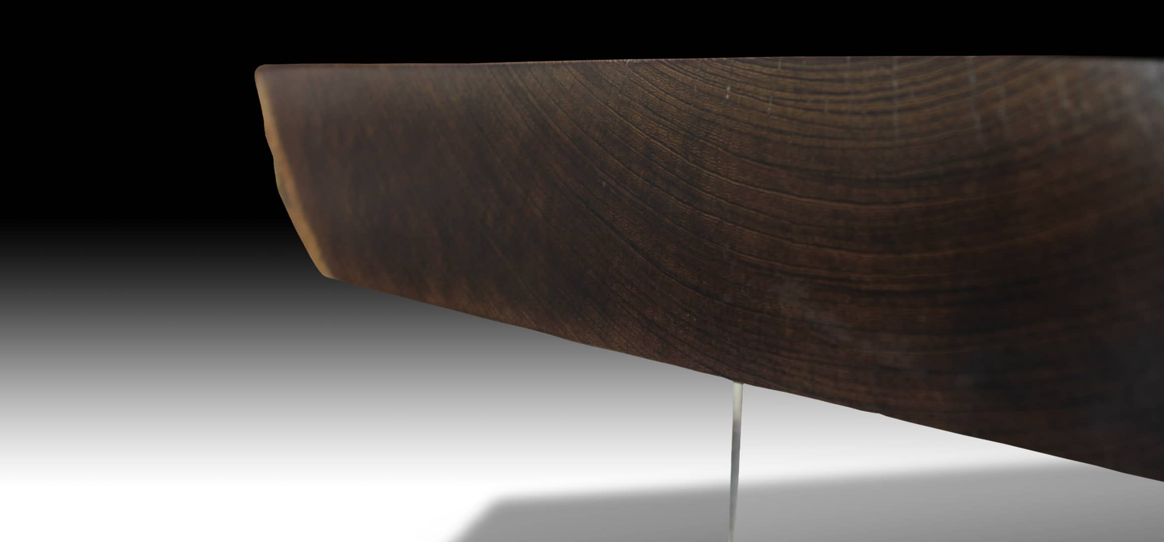 Mandarin live edge Walnut wood dining table side view